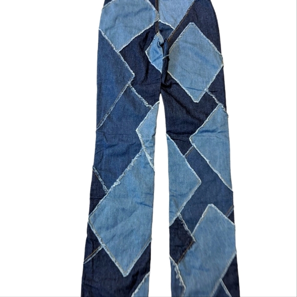 **SOLD** NEW JARED LOW RISE DIAMOND Y2K PATCHWORK JEANS Size 24 - Picture 6 of 11